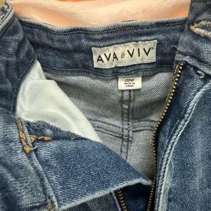 Mid length plus size distressed jean shorts